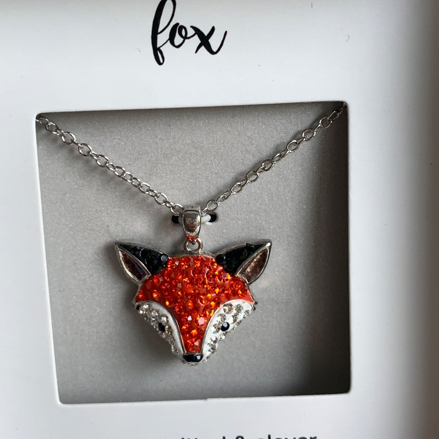 New CZ Fox Head 18" Necklace In Box