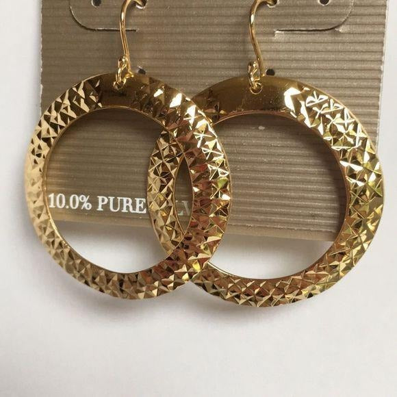 Danecraft 24KT Over Gold Hoop Earrings New