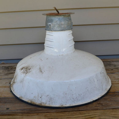 Vintage Miller 14" White Enamel Porcelain Barn Warehouse Light