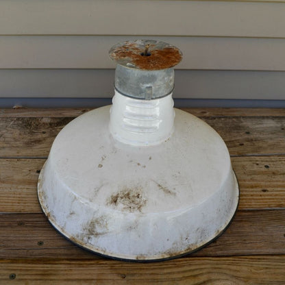 Vintage Miller 14" White Enamel Porcelain Barn Warehouse Light