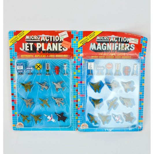 Funrise Micro Action Jet Planes and Magnifiers Set New Vintage NOS 1989