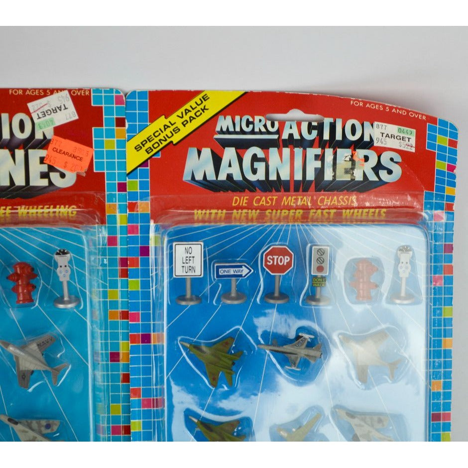 Funrise Micro Action Jet Planes and Magnifiers Set New Vintage NOS 1989