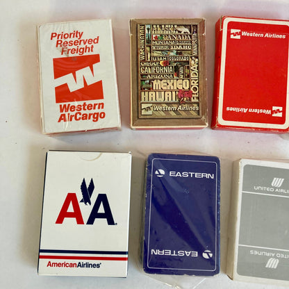 Lot 10 Vintage Airline Playing Card Decks Western American Eastern United Qantas