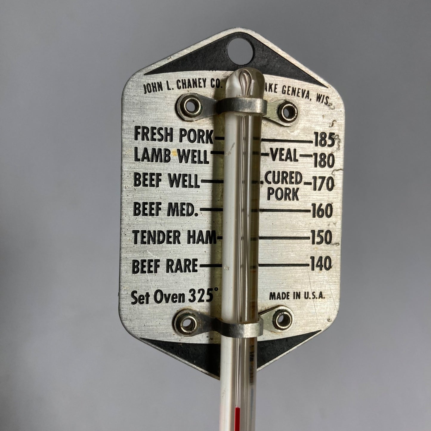 Vintage John L. Chaney Co. Meat Thermometer Lake Geneva, WI MADE IN USA Works!