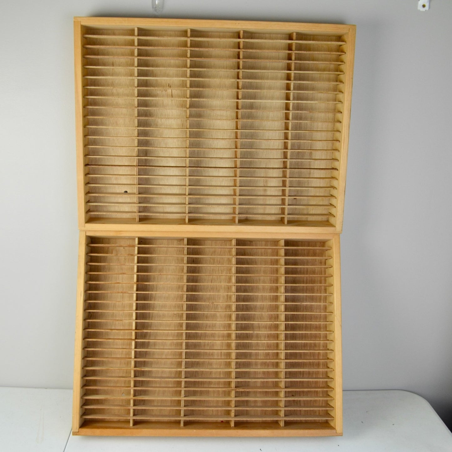 Set of 2 Napa Valley Box Company 100 Cassette Tape Wall Rack Wood Holder