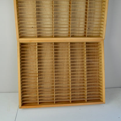 Set of 2 Napa Valley Box Company 100 Cassette Tape Wall Rack Wood Holder