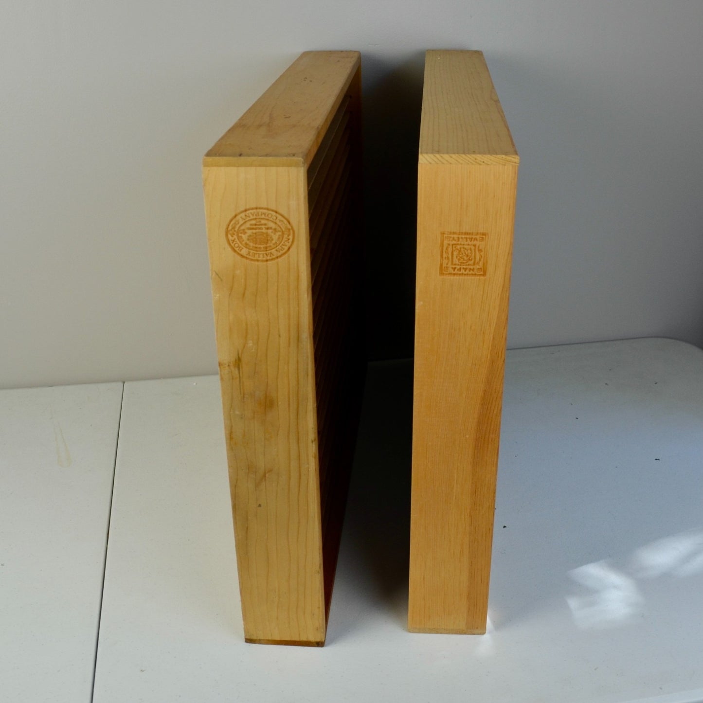 Set of 2 Napa Valley Box Company 100 Cassette Tape Wall Rack Wood Holder