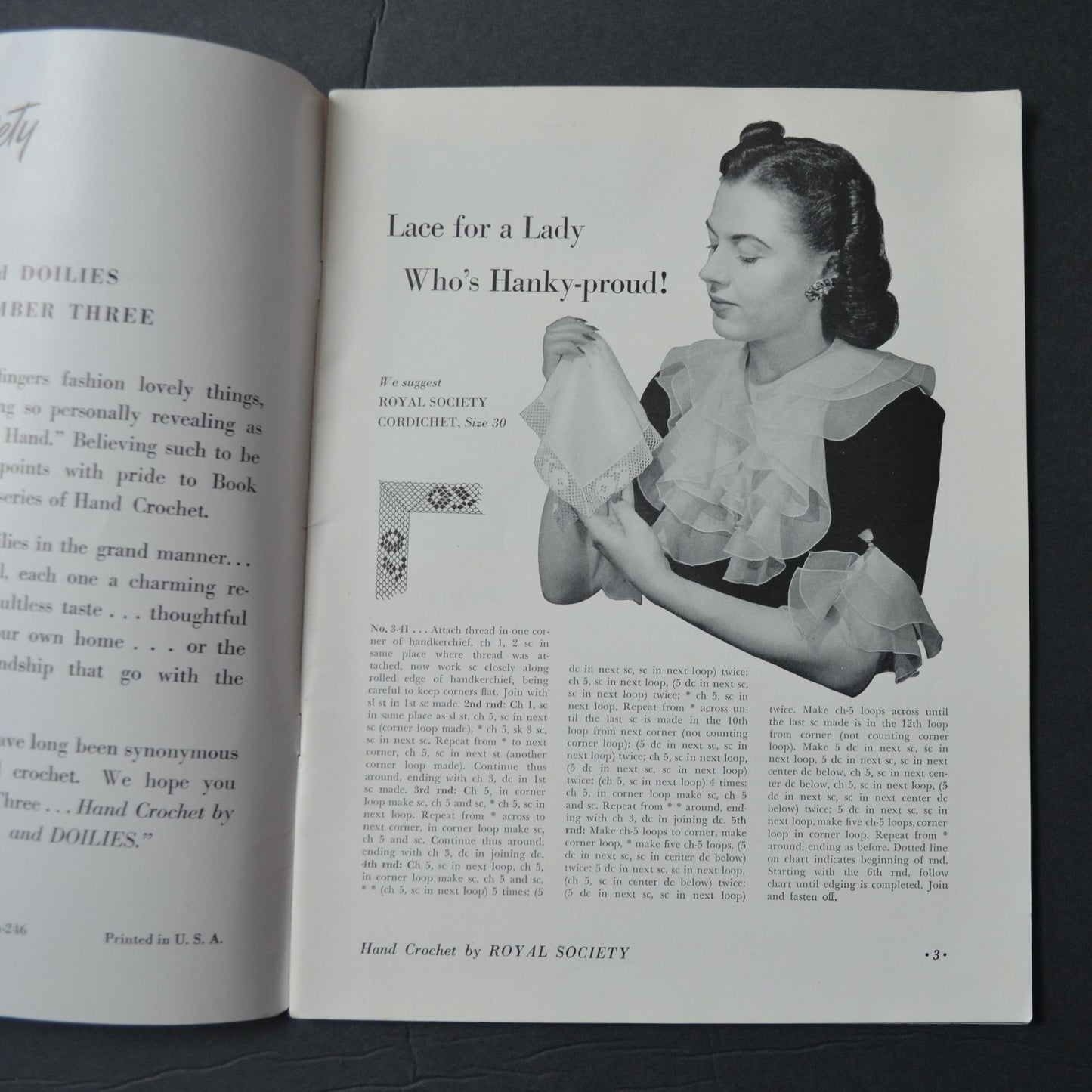 Hand Crochet By Royal Society Laces & Doilies Book No. 3 Vintage Crochet Patterns 1943