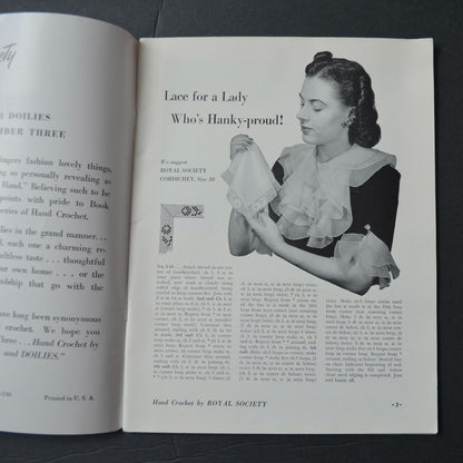 Hand Crochet By Royal Society Laces & Doilies Book No. 3 Vintage Crochet Patterns 1943