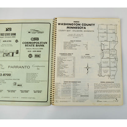 Vintage 1979 Washington County, MN Land Atlas & Plat Book Minnesota Platbook