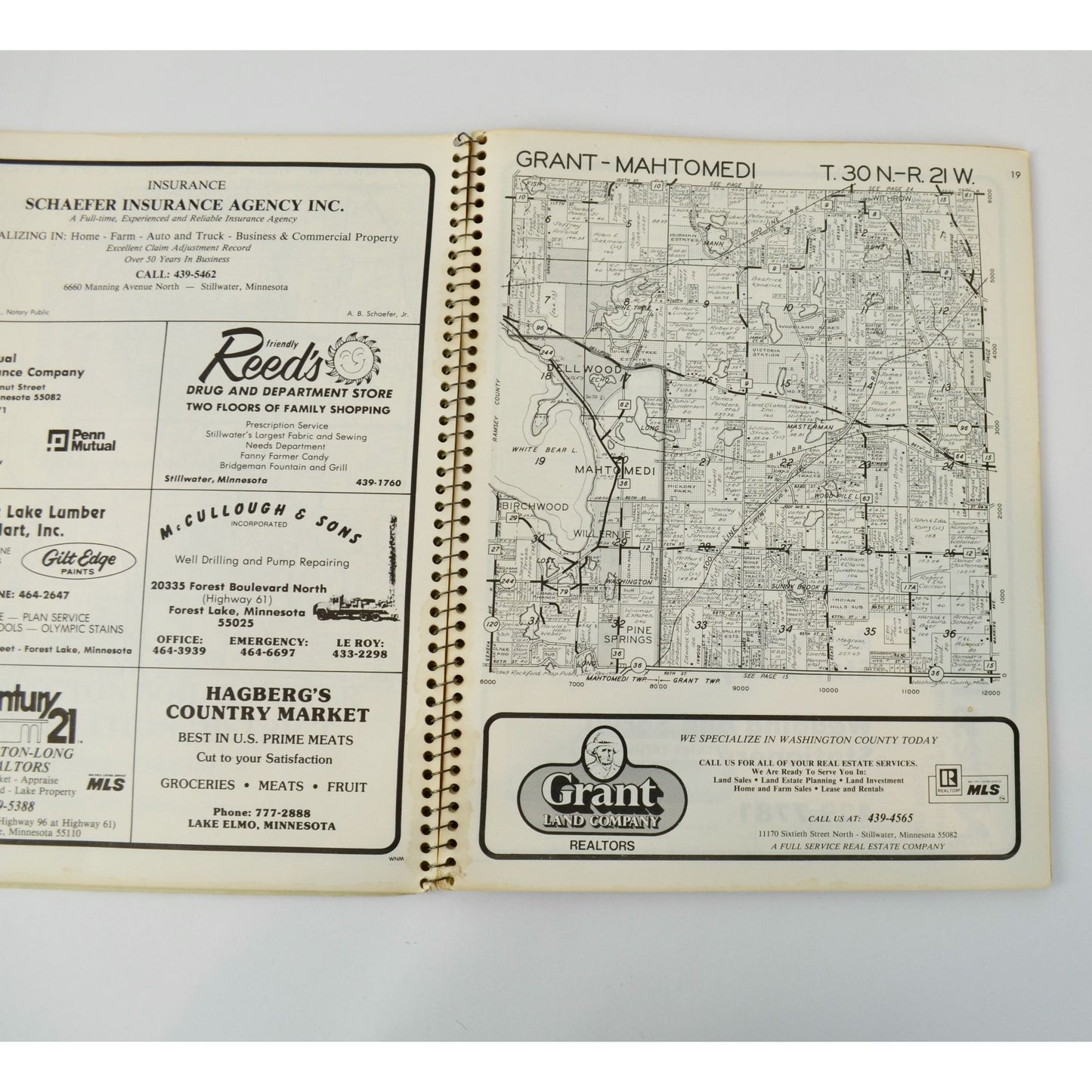 Vintage 1979 Washington County, MN Land Atlas & Plat Book Minnesota Platbook