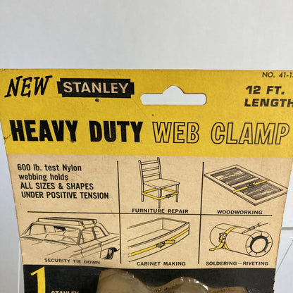 Vintage NOS Stanley Heavy Duty Web Clamp 12' No. 41-159 Strap