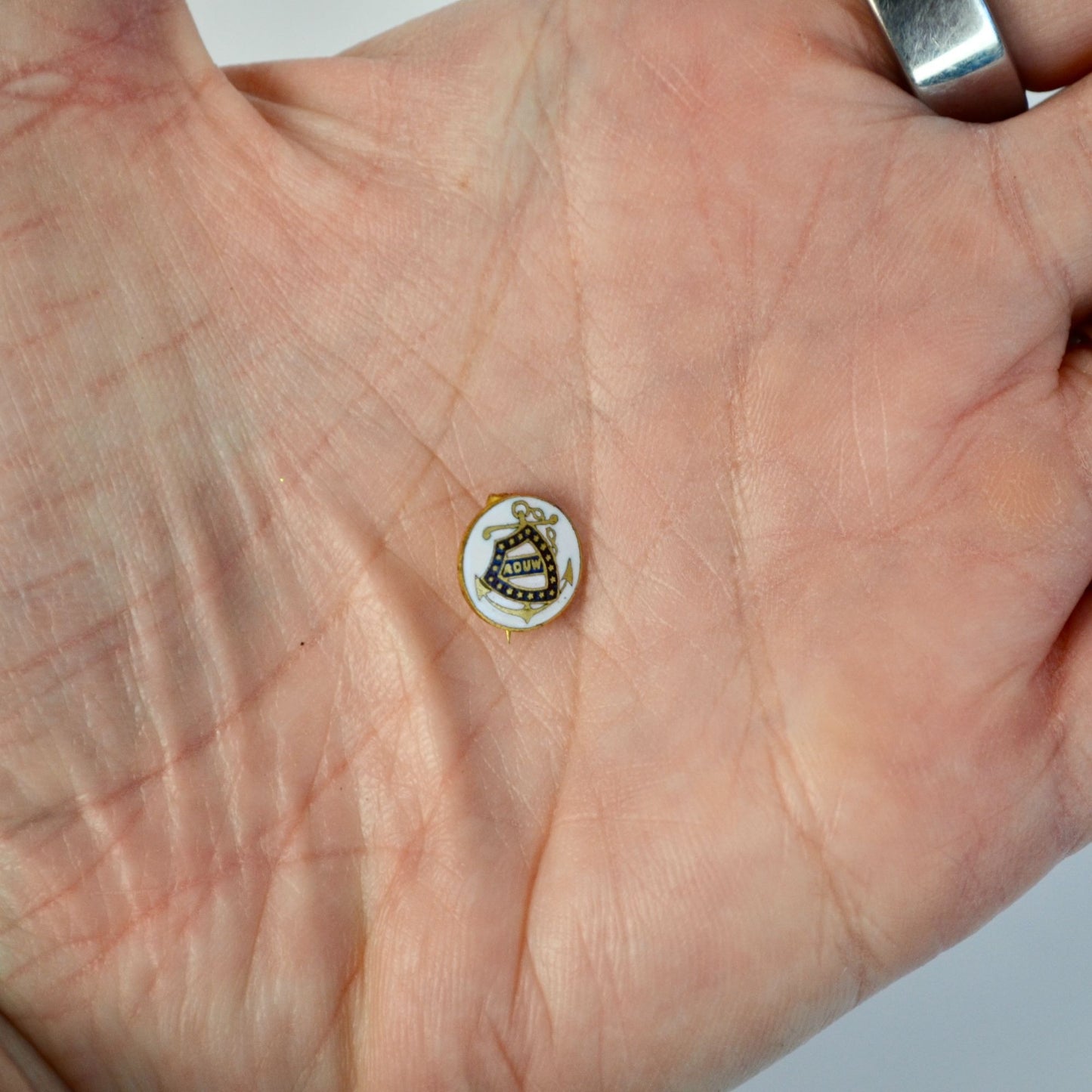 Ancient Order of United Workmen AOUW Pin Button Collar Vintage Tiny