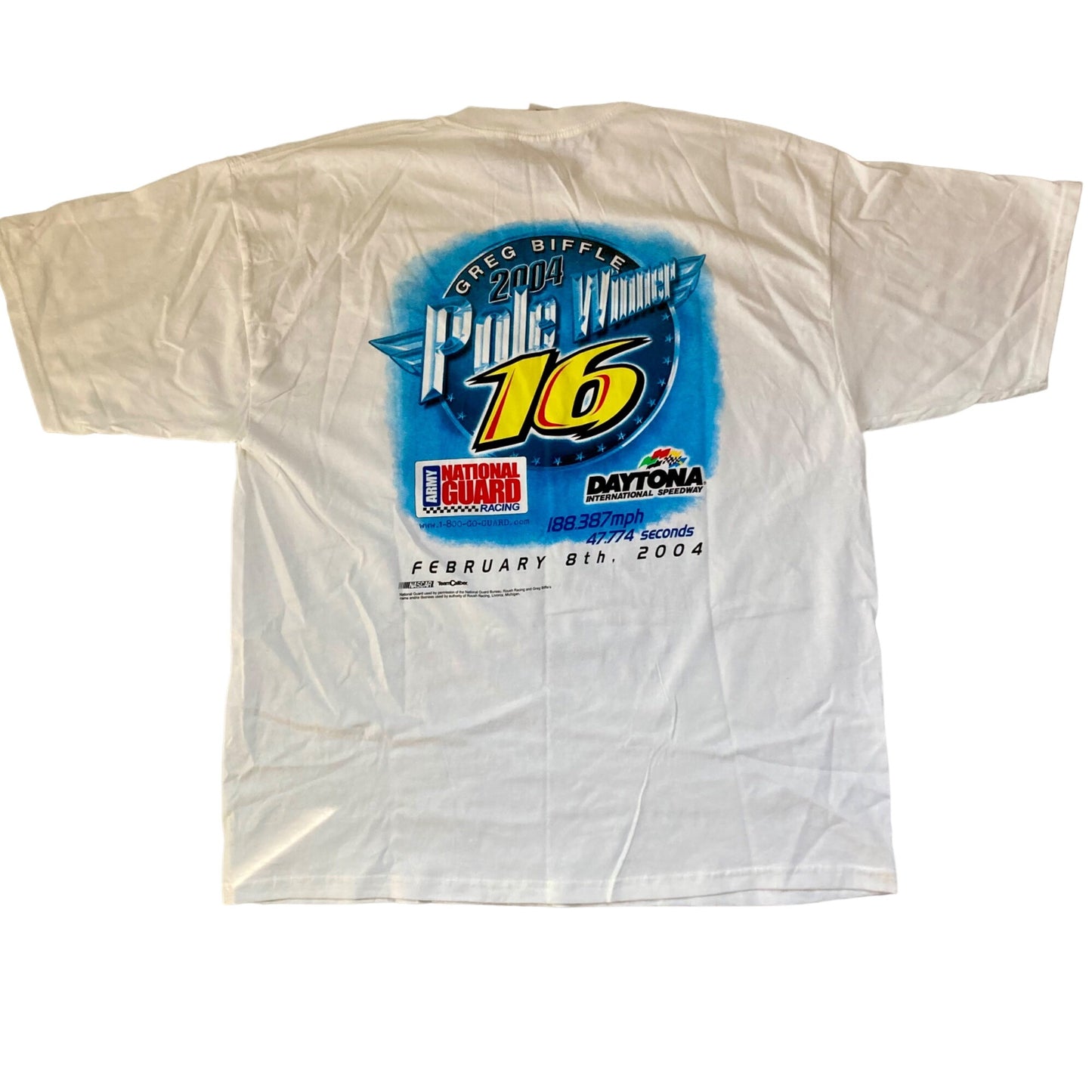 Vintage Greg Biffle #16 Daytona POLE WINNER T-Shirt Size 2XL NASCAR 500 RARE