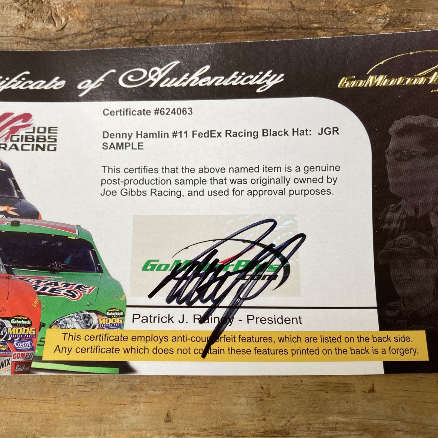 Denny Hamlin FedEx Racing Hat JOE GIBBS RACING SAMPLE w/COA #11 NASCAR