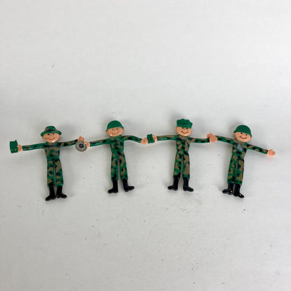 Vintage Flexible Army Men Toy Soldiers Bendable Set of 4