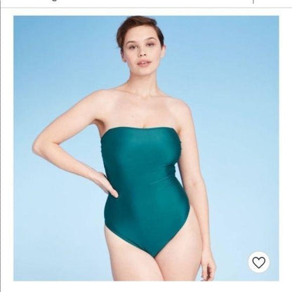 Shade & Shore Teal Bandeau Tie Back Swimsuit