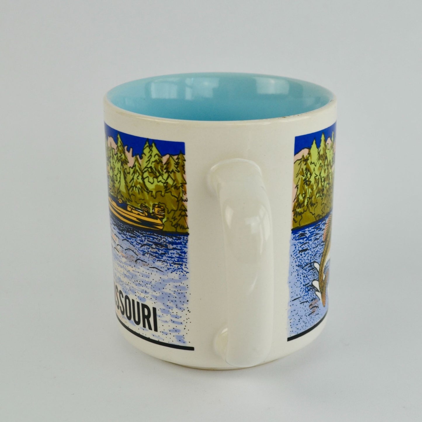 Missouri Coffee Mug Vintage Fish Boat Cabin Teal Interior