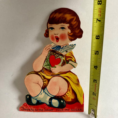 Vintage "Sweets to the Sweet" Valentine Card Mechanical Your My Sugar Girl Gum