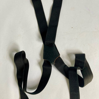 Vintage Paris Suspenders Black Stretch Leather Tabs Men's