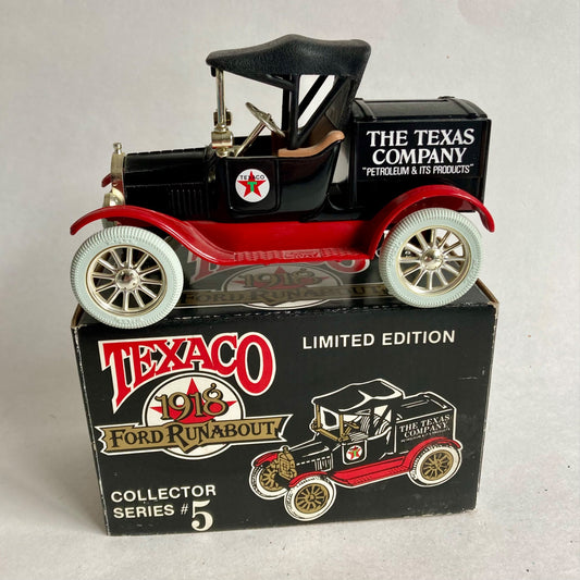 Vintage Ertl Texaco 1918 Ford Runabout Car Diecast Truck #5 Coin Bank w/ KEY!