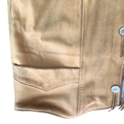 Custom Made by Wild West Clothing Tan Leather Vest Vintage