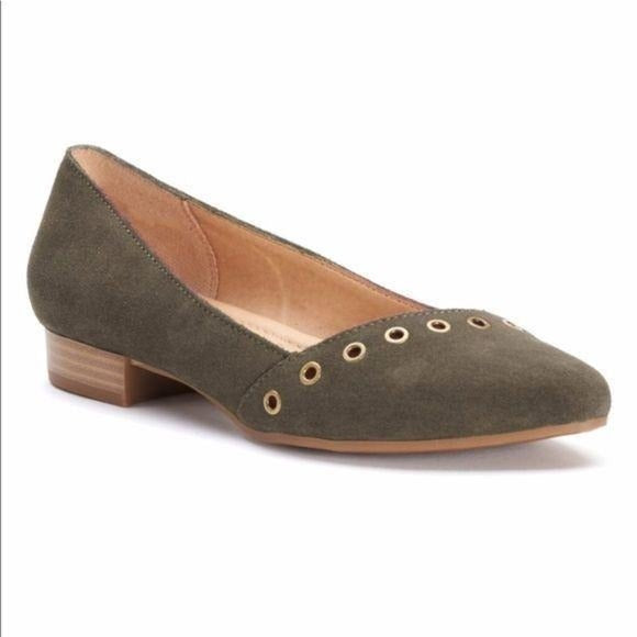 Sonoma Women’s Suede Flats Olive New