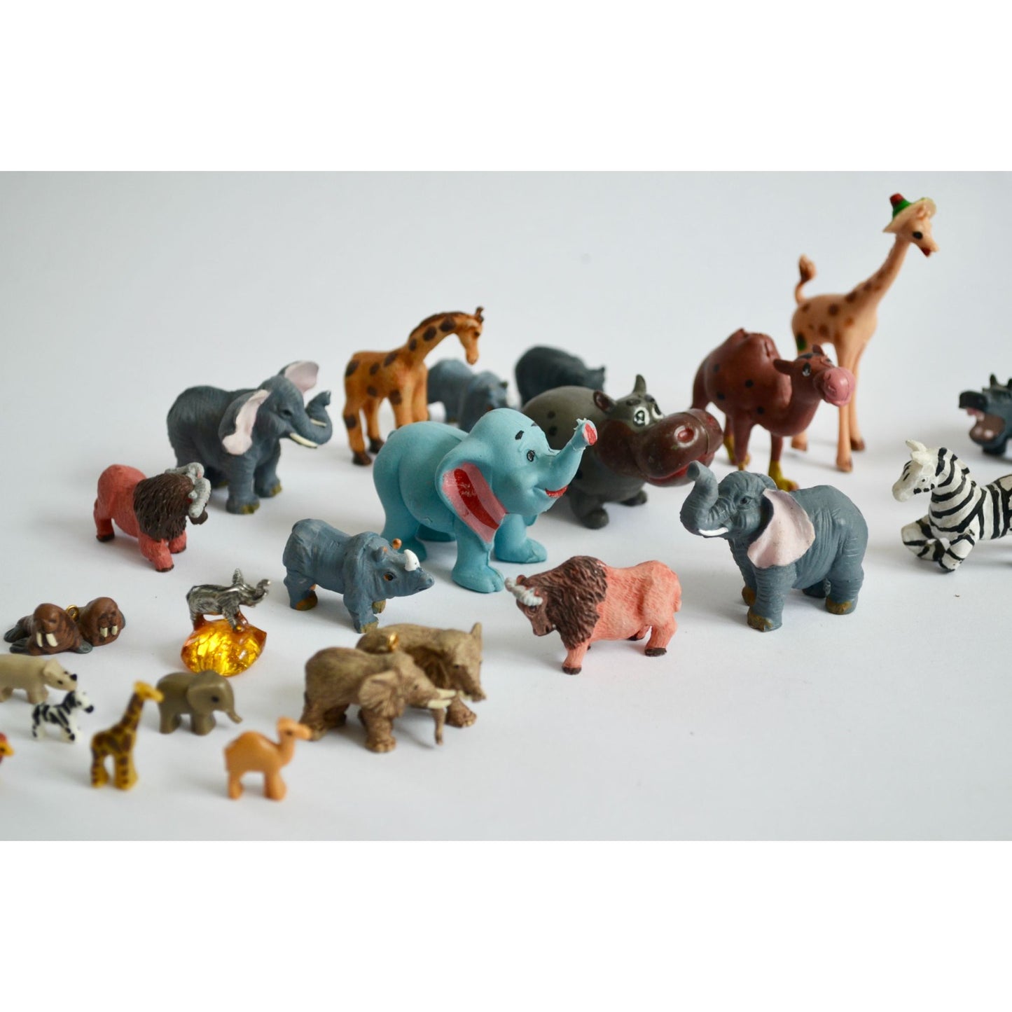 Large Lot Miniature Animal Figurines Toy Figures Hallmark Hong Kong Vintage