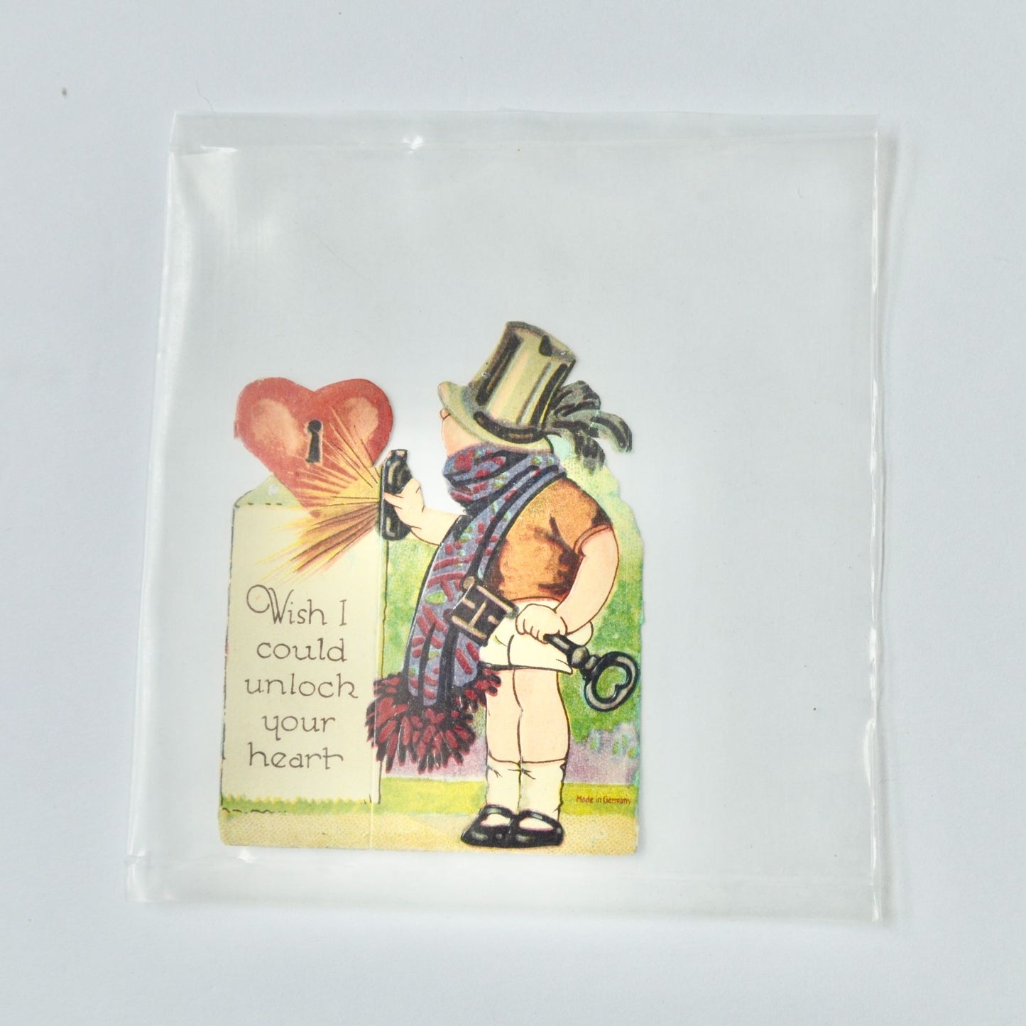 Vintage Valentine Card Wish I Could Unlock Your Heart