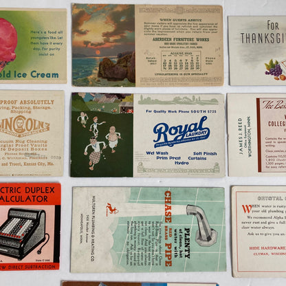 Lot 10 Vintage Ink Blotters Meadow Gold Ice Cream Burroughs Calculator Advertising
