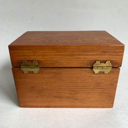 Vintage Wooden Recipe Box With Blank Cards and Dividers
