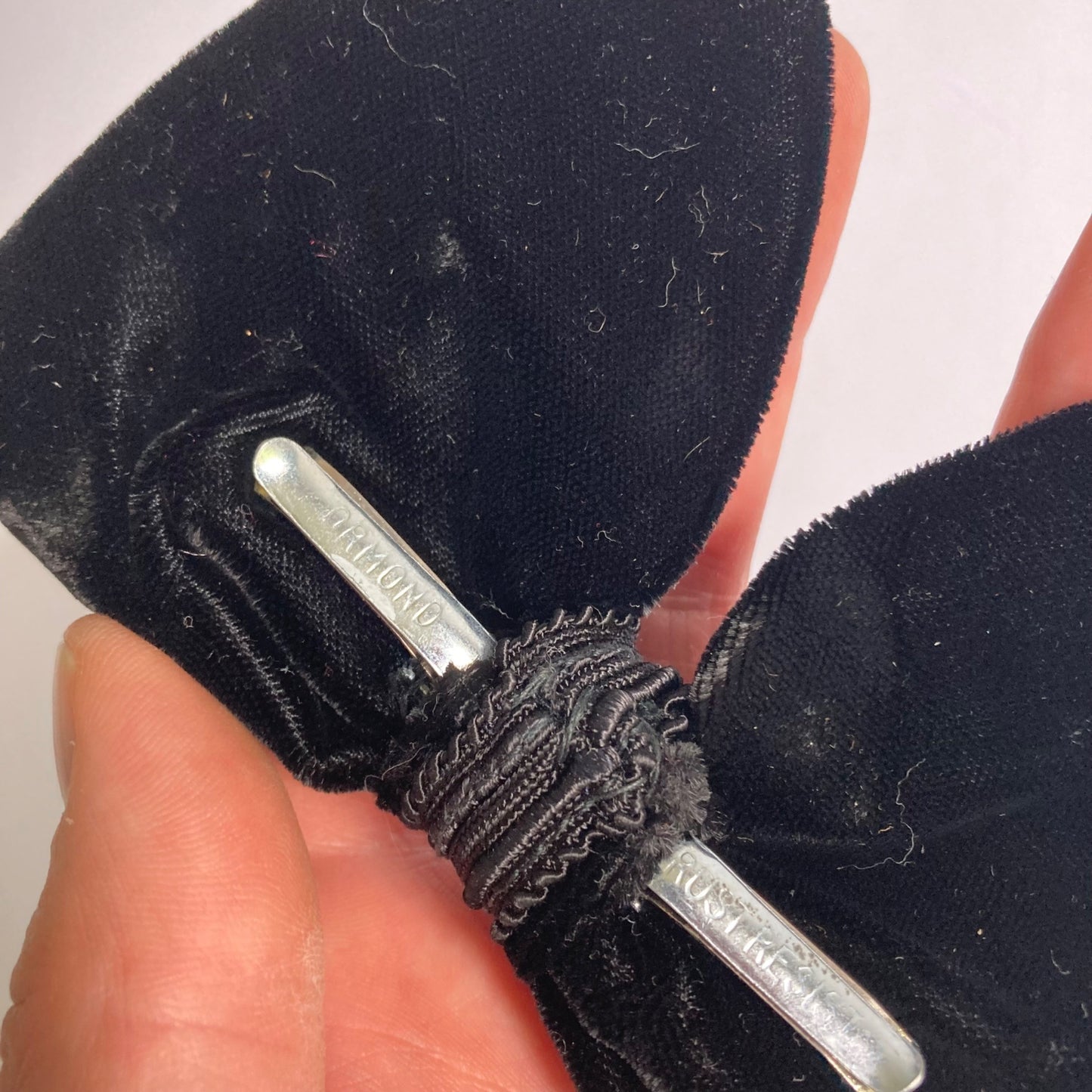 Vintage Ormond Colonial Black Bowtie 5" Rust Resistant Clip-On Bow Tie Velvet