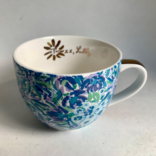 Lilly Pulitzer Hidden Lion Blue Floral Coffee Mug