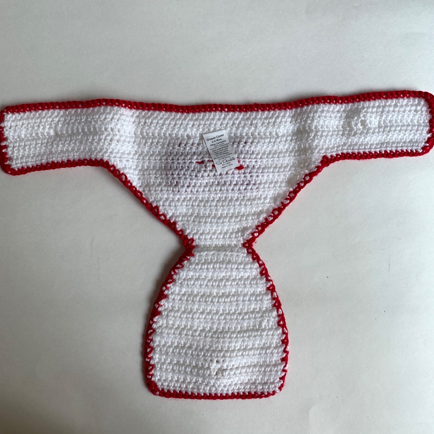 NEW White & Red Bow Knit Diaper Cover 0-6 Months