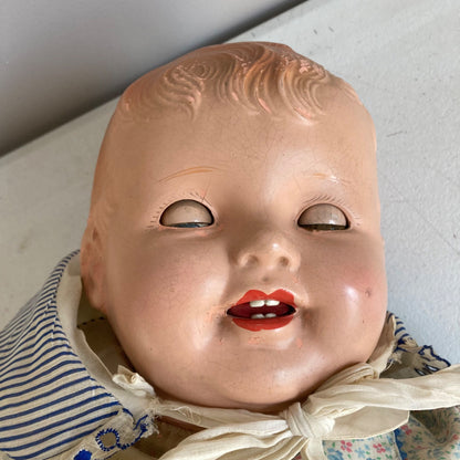 Antique 25" Doll Baby Eyes Open & Close Kinda Creepy!