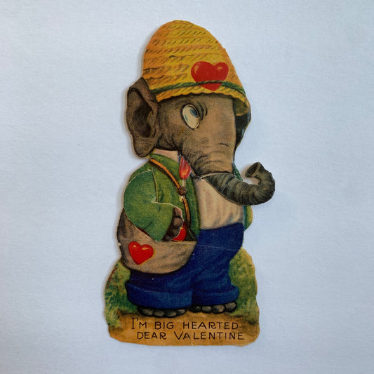 Vintage Articulating Valentine's Day Card Elephant