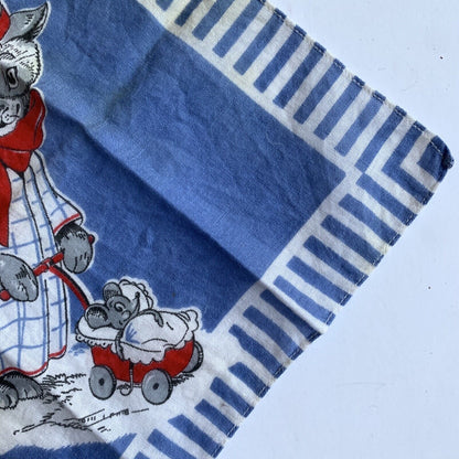 VINTAGE Child’s Handkerchief Hanky Cat Mouse Baby Buggy