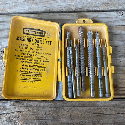 Vintage Craftsman Masonry Drill Bit Set 9-67095 USA