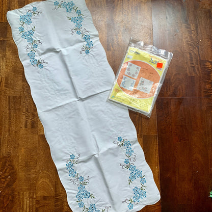 Vintage Vanity Dresser Embroidered Scarf with Original Packaging