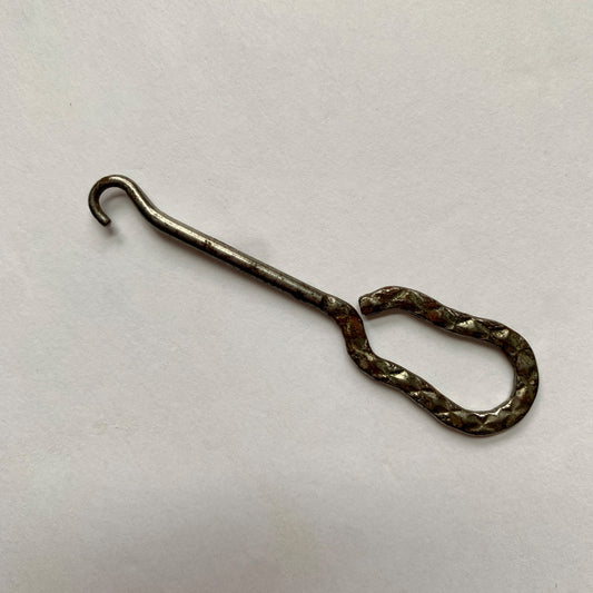 Vintage Shoe Button Hook Silver Metal