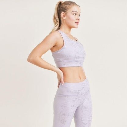 Women's Active Wear Matching Set Leggings and Crop Top Lilac