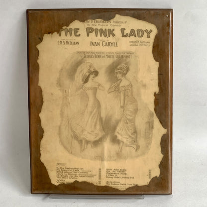 Vintage Piano Music The Pink Lady Laminated Lacquered on Wood Vintage