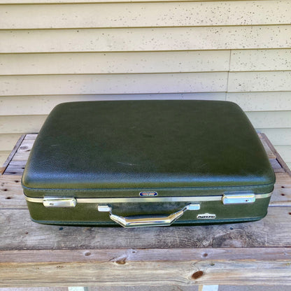 Set 2 Vintage American Tourist Tiara Suitcases Green Hard Shell Luggage NO KEY