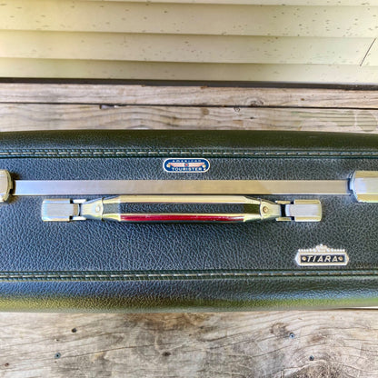 Set 2 Vintage American Tourist Tiara Suitcases Green Hard Shell Luggage NO KEY