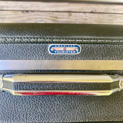 Set 2 Vintage American Tourist Tiara Suitcases Green Hard Shell Luggage NO KEY