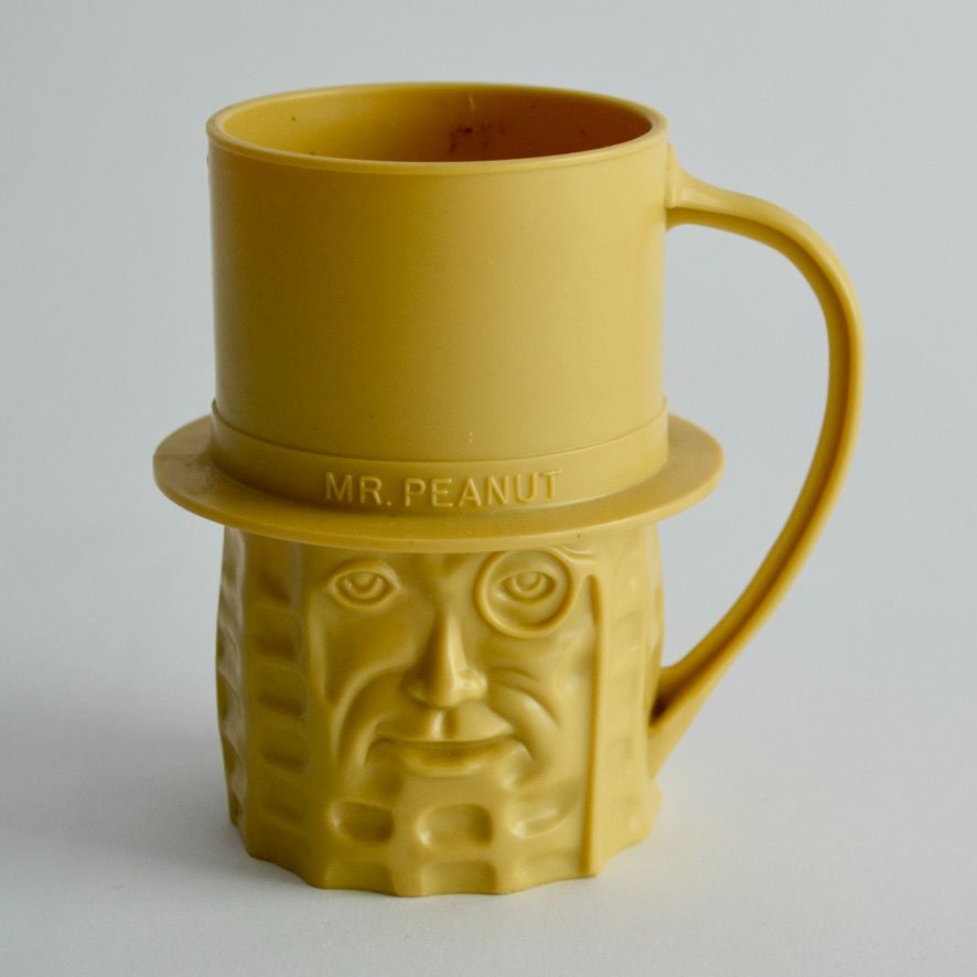 Mr. Peanut Vintage Plastic Handled Mug Cup 1960s