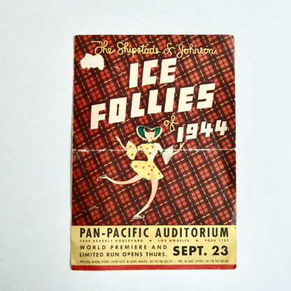 1944 Ice Follies Program Pan-Pacific Auditorium Los Angeles Vintage