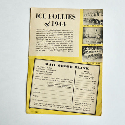 1944 Ice Follies Program Pan-Pacific Auditorium Los Angeles Vintage