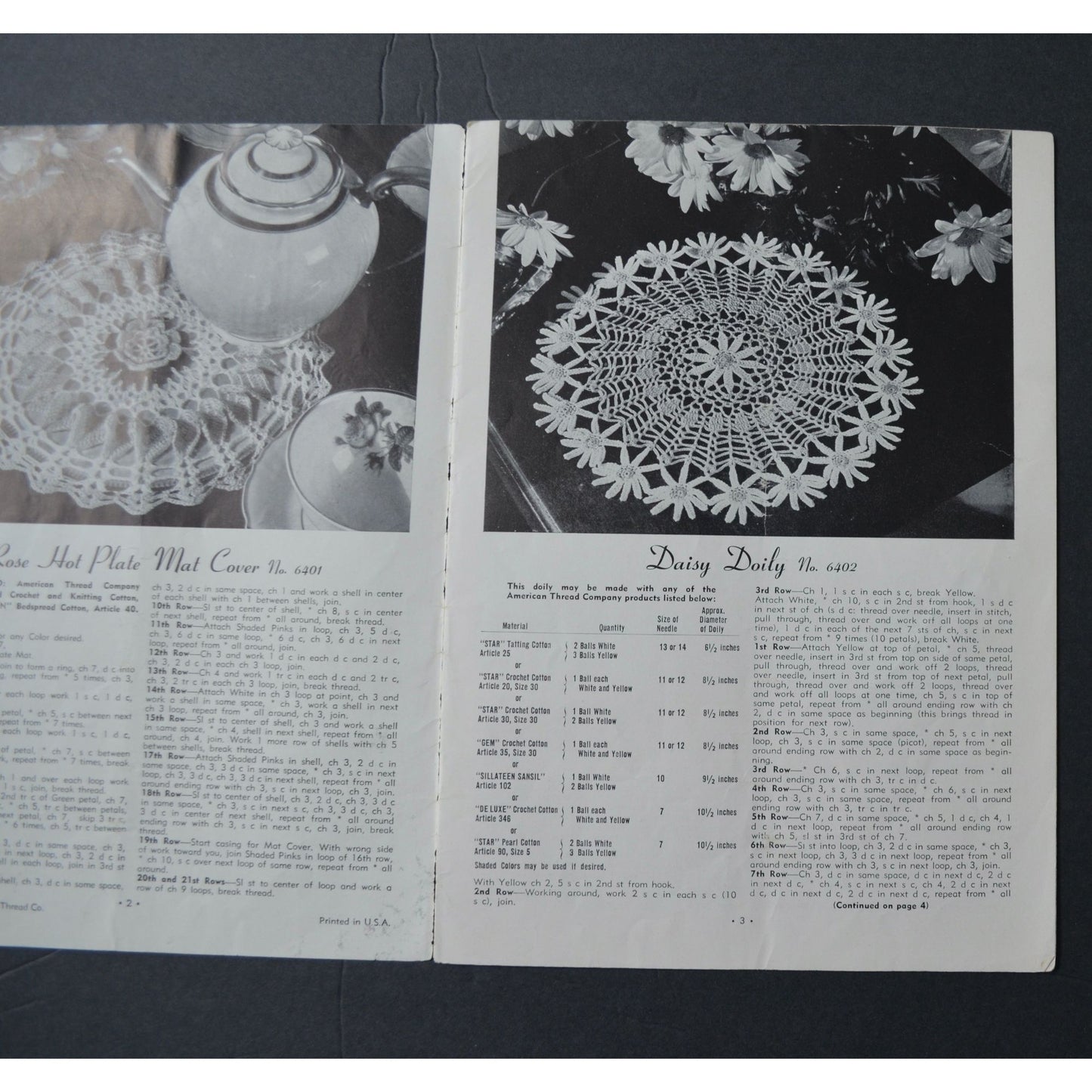 Vintage 1949 Flower Doilies Star Book No. 64 Crochet Patterns Booklet