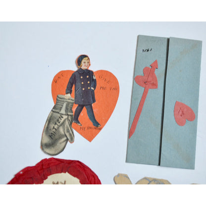 1930s Vintage HANDMADE OOAK Valentine Cards Unique Lot #3